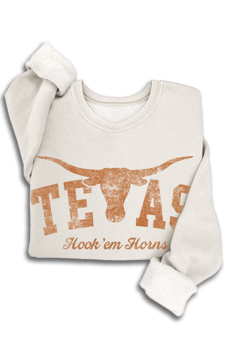 Texas Hook 'Em Graphic Sweatshirt White