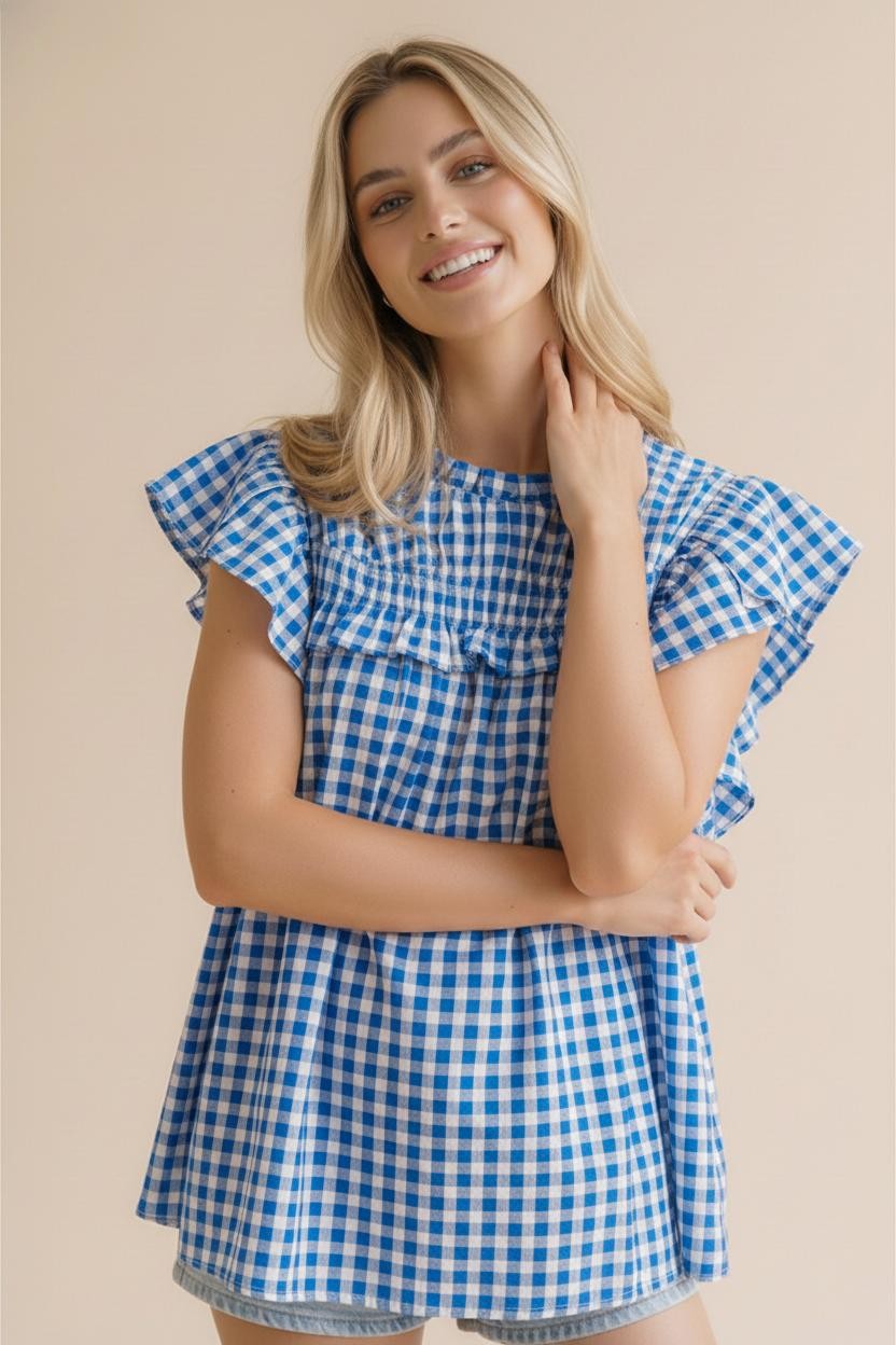 Shelly Gingham Top - KC Outfitter