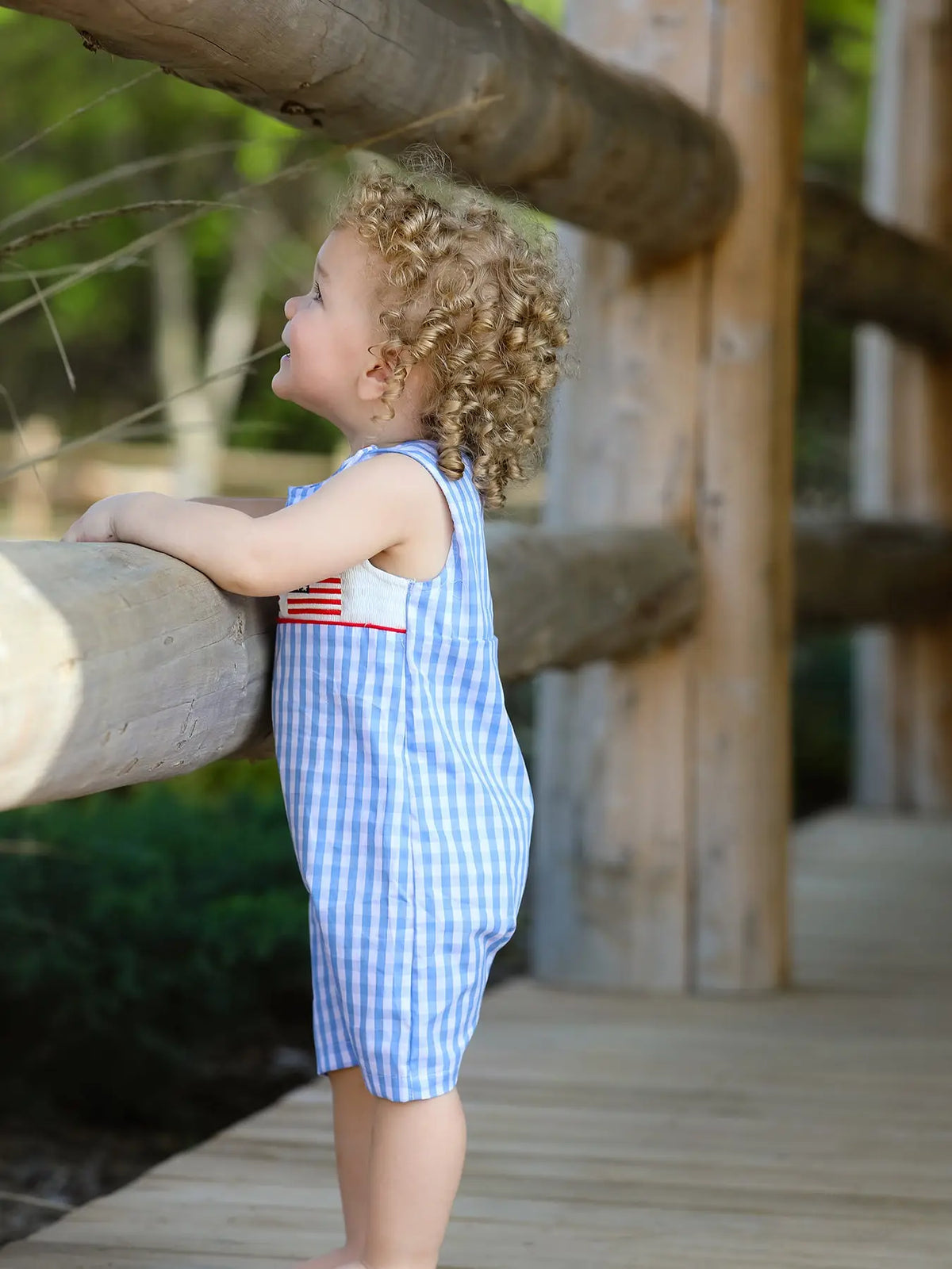 Gingham Flag Embroidered Romper - KC Outfitter