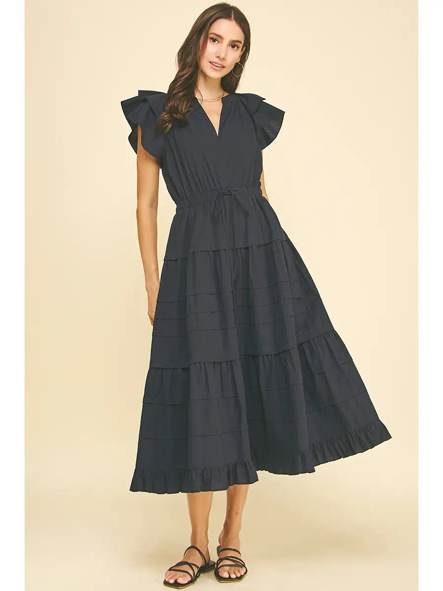 Daucie Black Midi Dress