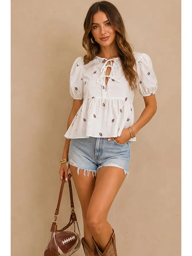 Football Print Babydoll Top