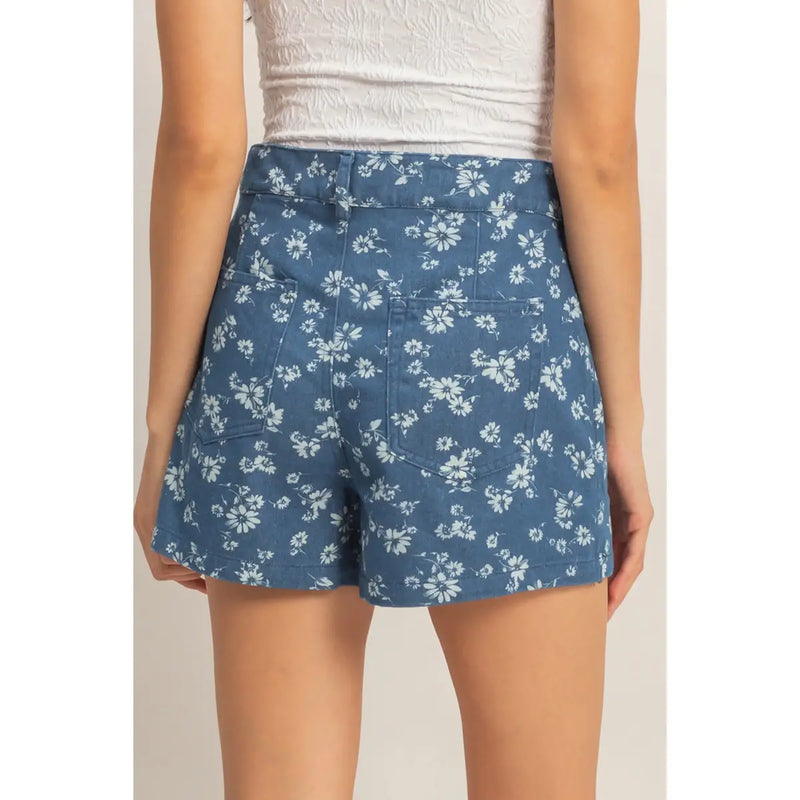 Denim Floral Skort - KC Outfitter