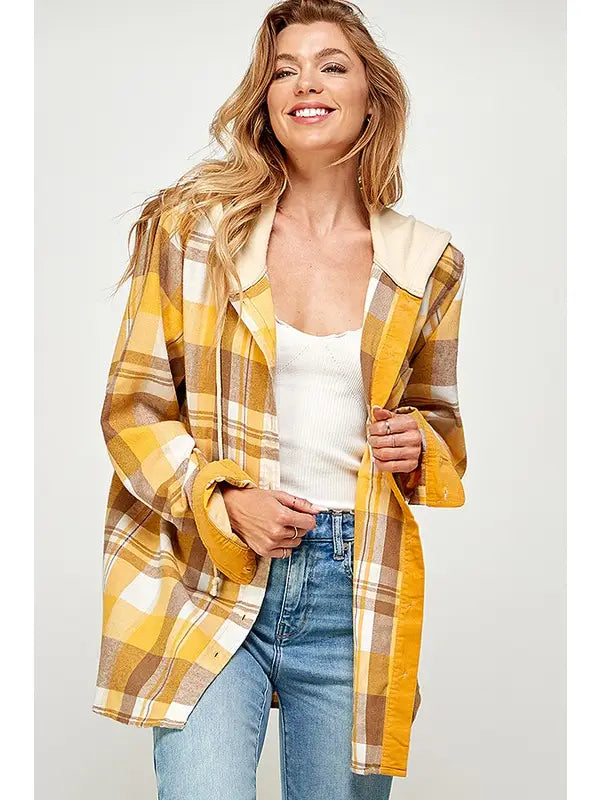 Luna Hooded Flannel Shirt - KC Outfitter