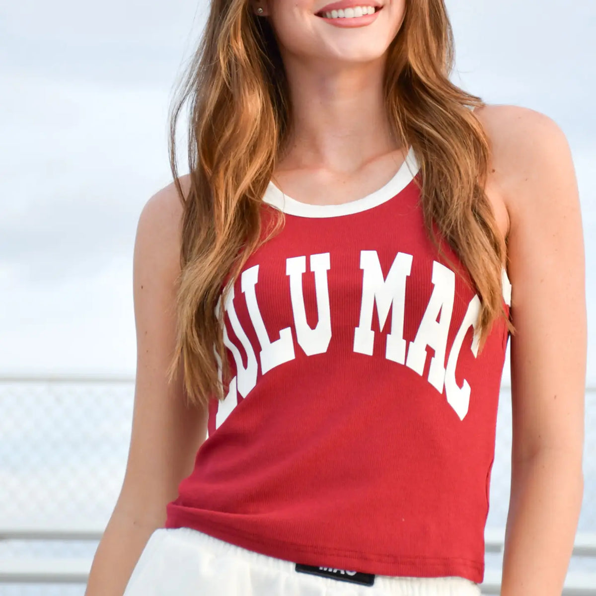 LULU MAC- Crimson and White Trim Tank