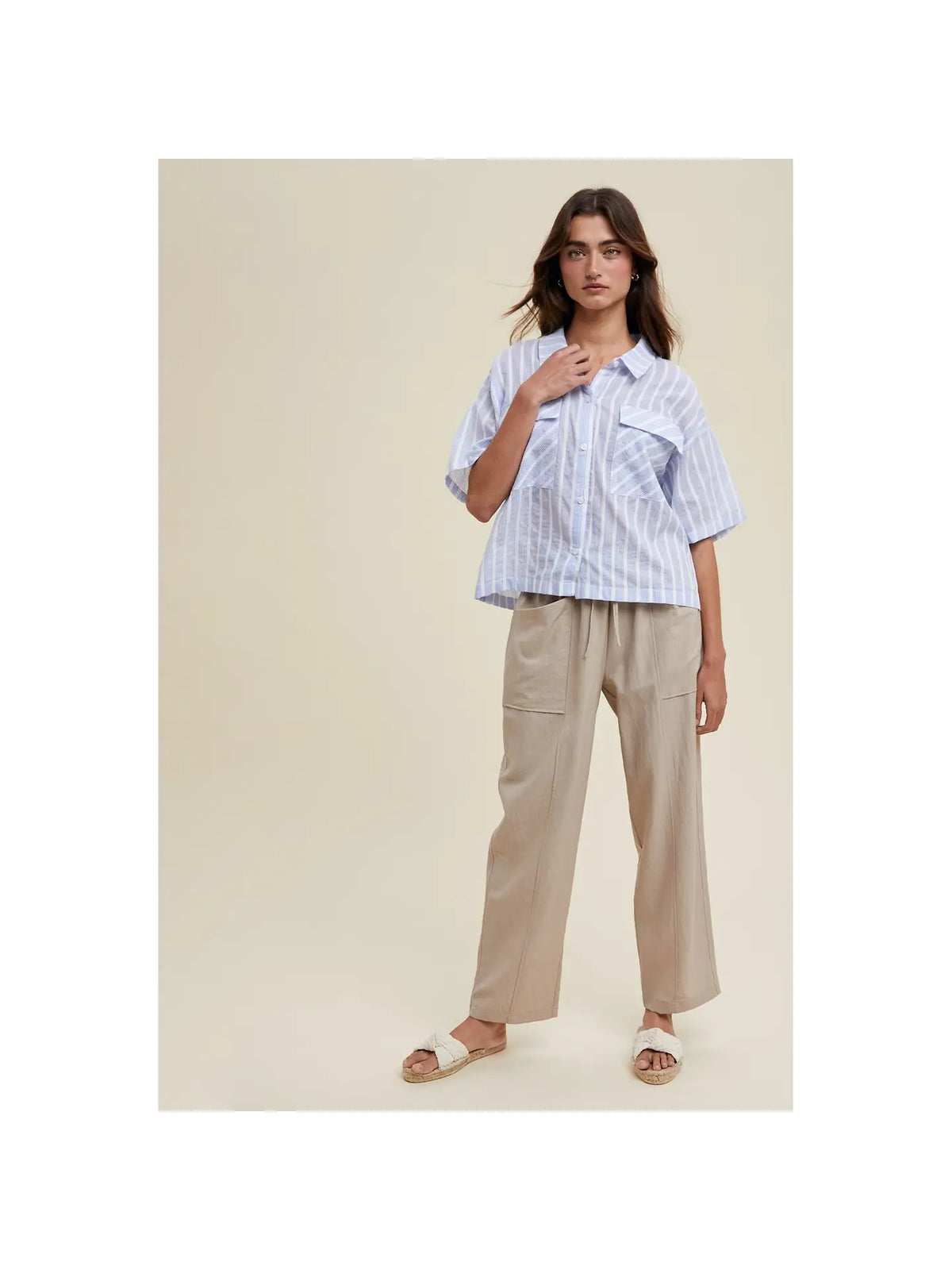 Diedra Striped Blue Top - KC Outfitter