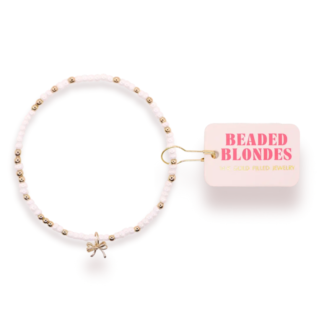 Beaded Blondes - Bow Charm on white