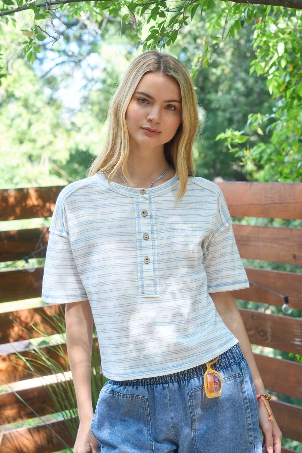 Blyth Blue Striped Henley - KC Outfitter