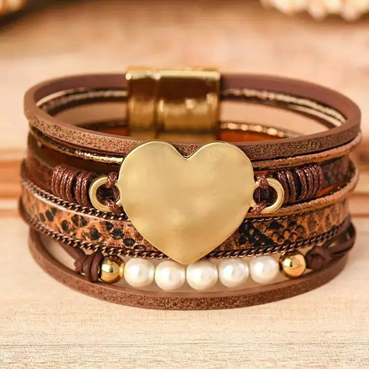 Heart and Pearls Magnetic Bracelet