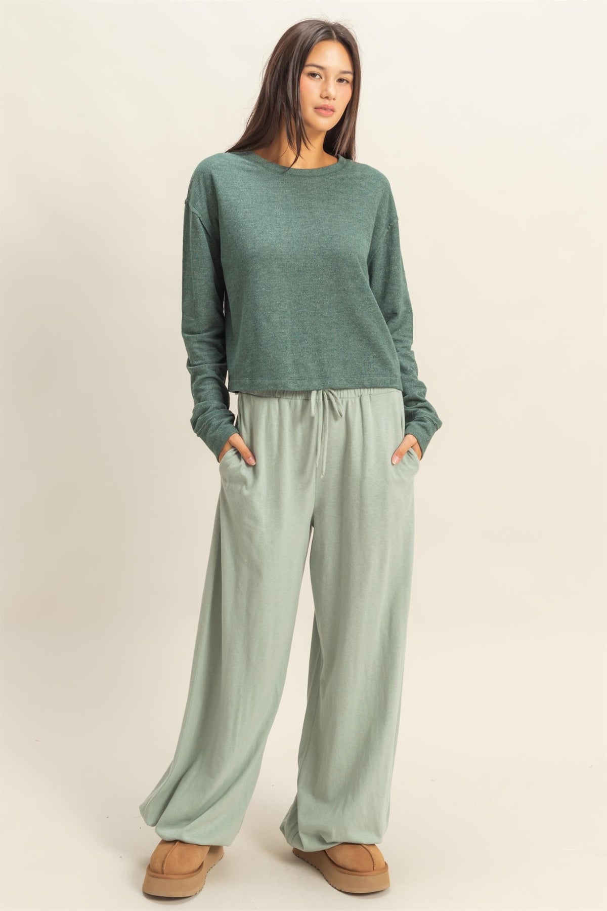 Hunter Green Cropped Sweatshirt