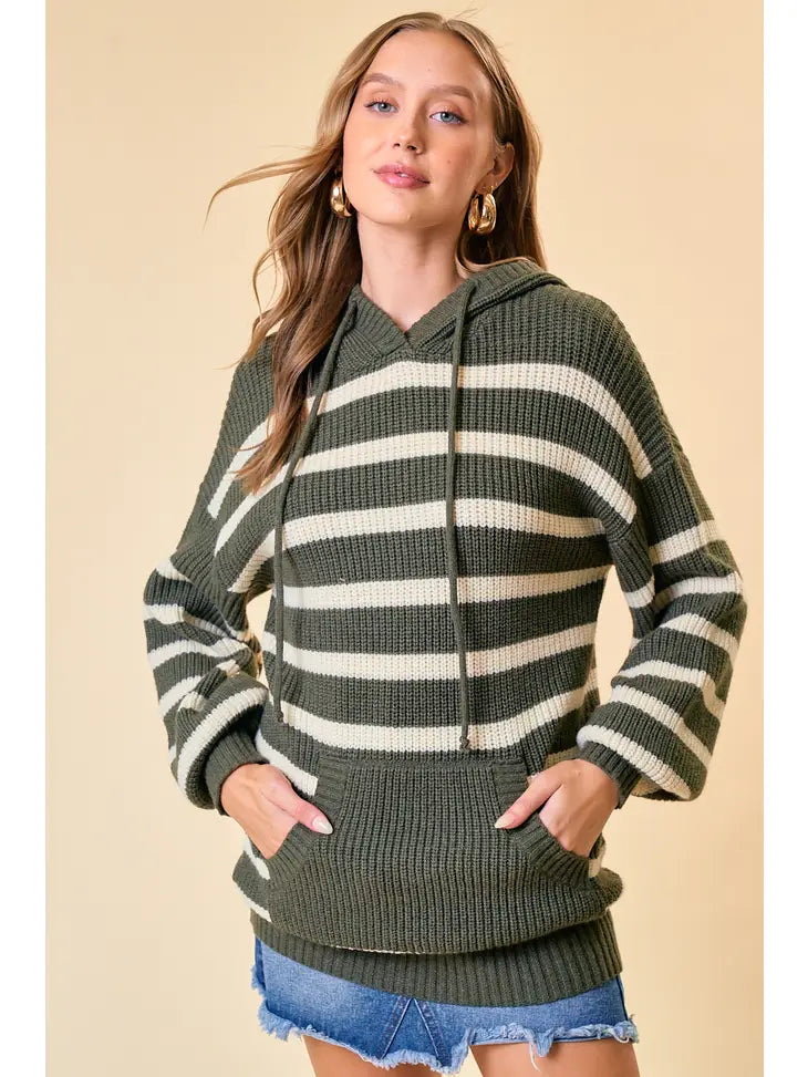 Everly Stripe Hooded Sweater