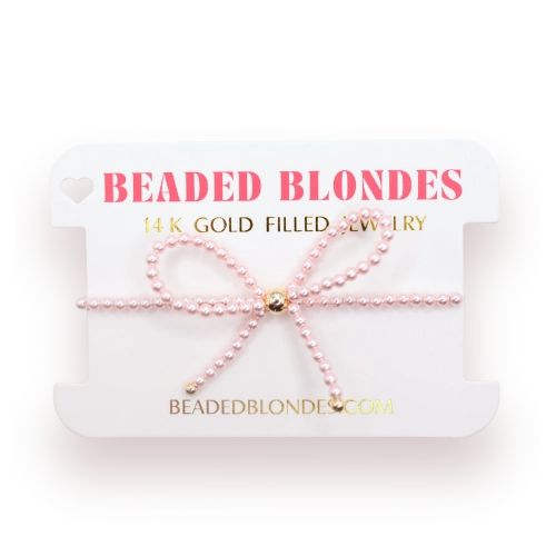 Beaded Blondes - Pink Bow Bracelet - KC Outfitter