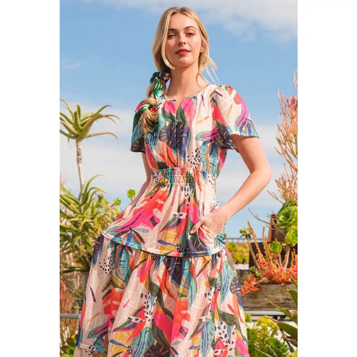 Abstract Print Midi Dress