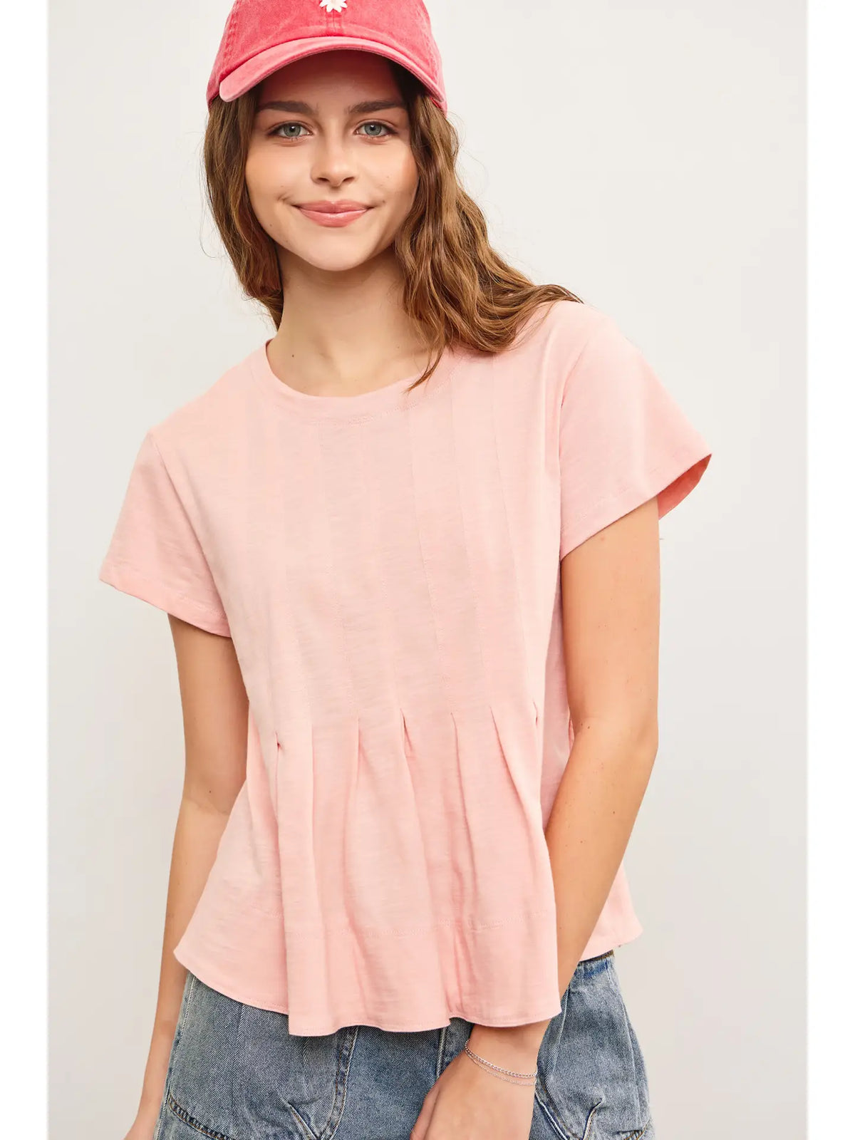 Pink Pleated Swing Top