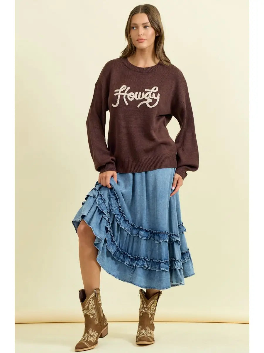 Howdy Embroidered Sweater