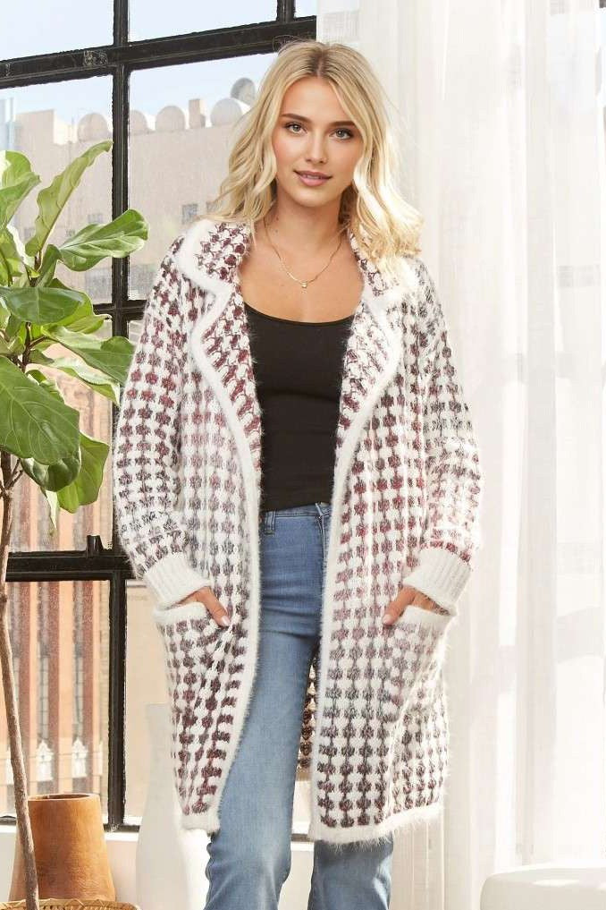 Plaid Open Front Cardigan