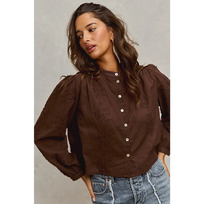 Jolie Chocolate Long Sleeve Top - KC Outfitter