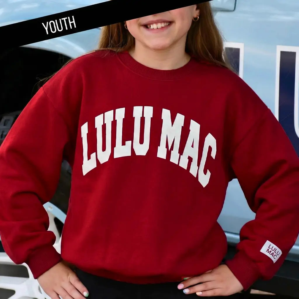 LULU Mac - Crimson with White Puff Sweatshirt-Youth