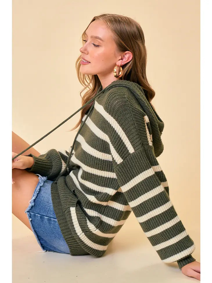 Everly Stripe Hooded Sweater
