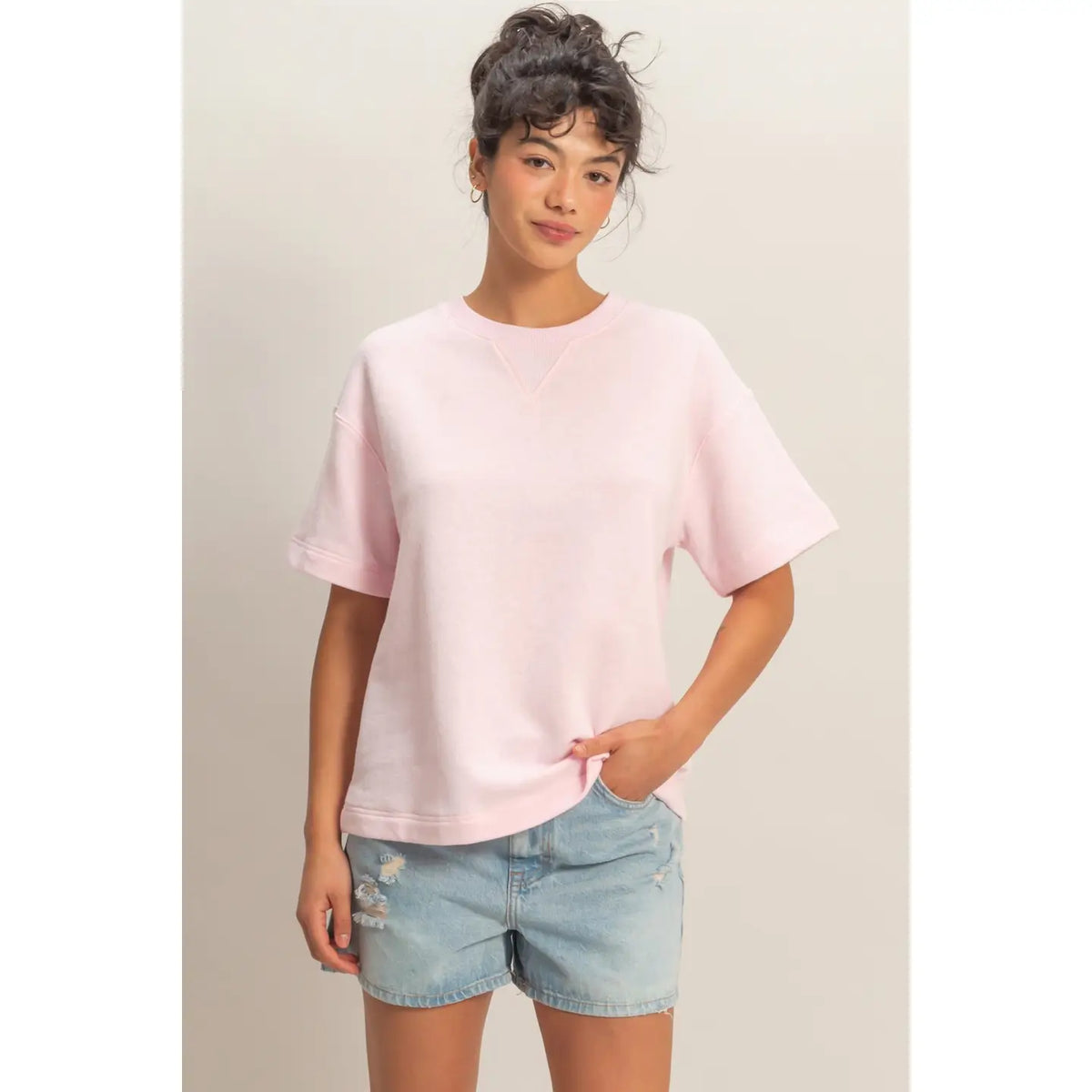 Crew Neck Short Sleeve Top