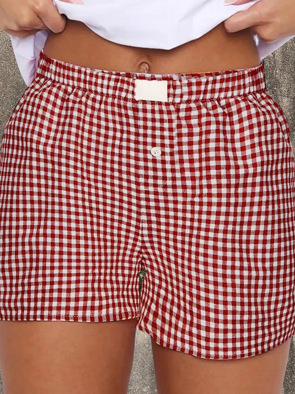 Maroon Gingham Shorts
