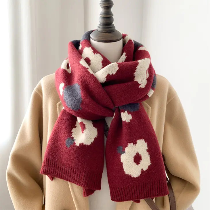 Red Floral Scarf - KC Outfitter