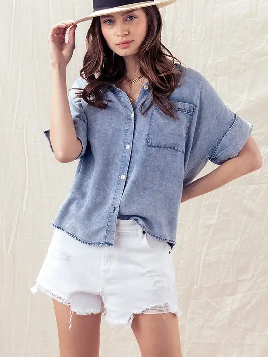 Leni Chambray Top - KC Outfitter