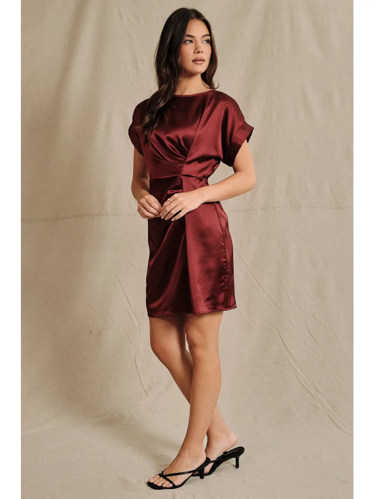 Constance Silk Maroon Dress - KC Outfitter