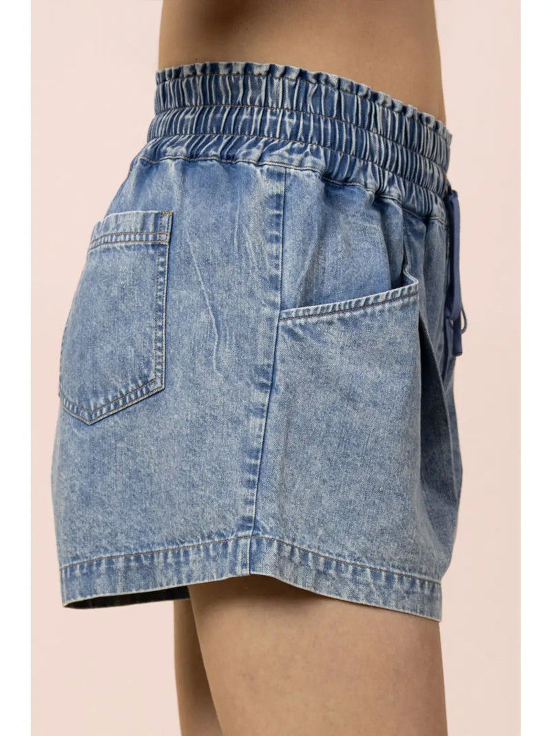 Janie Elastic Waist Denim Shorts - KC Outfitter