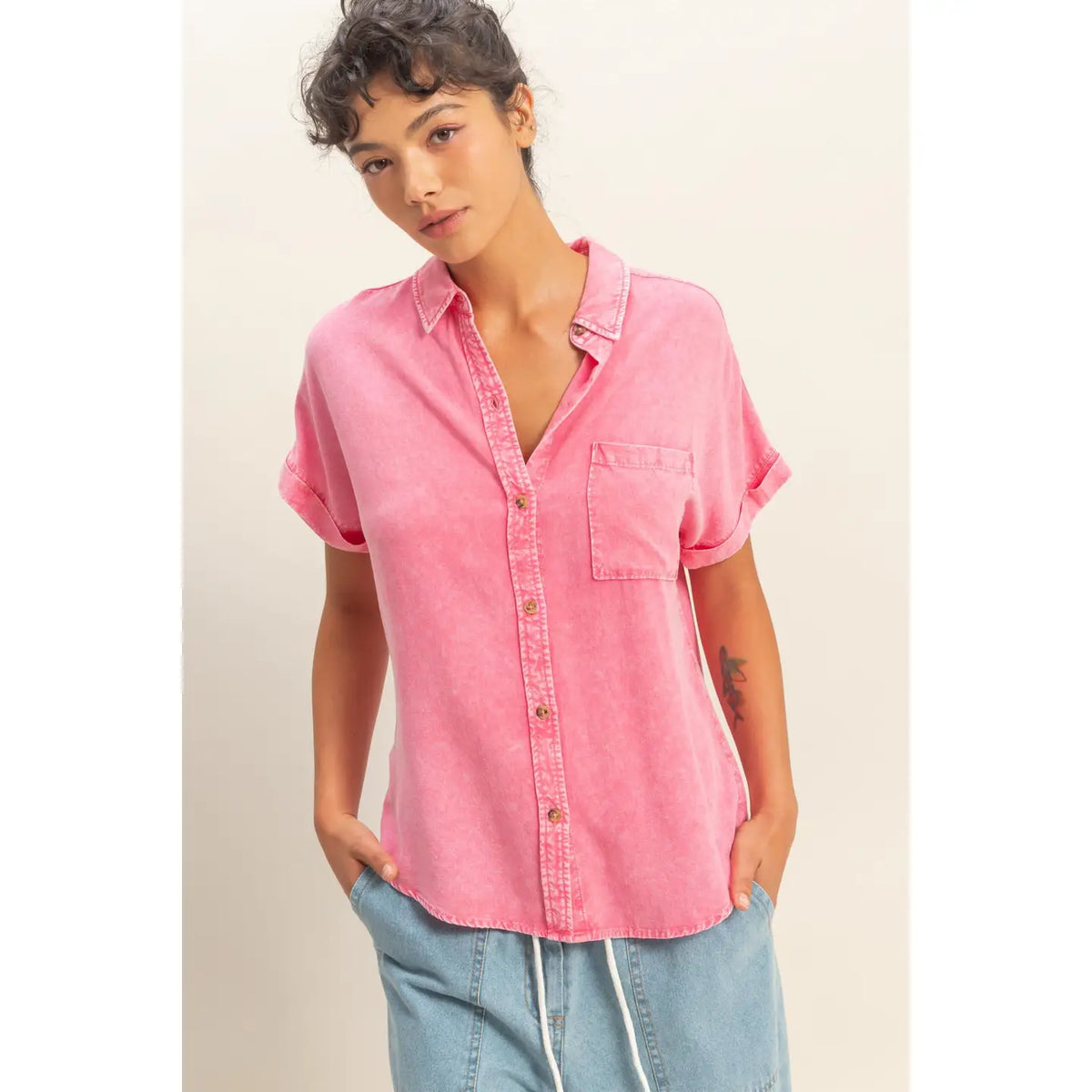 Rachel Pink Button Down Top - KC Outfitter