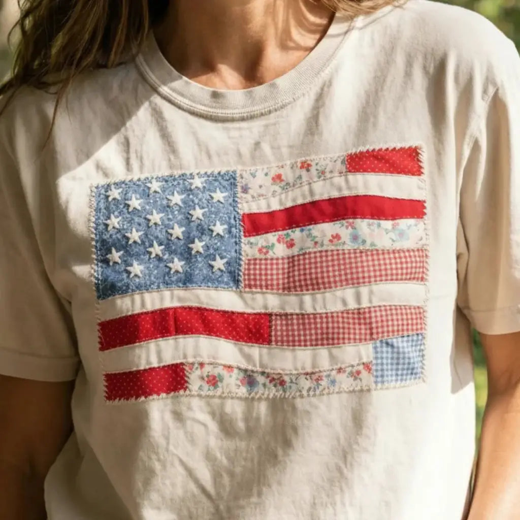 Patchwork American Flag Tshirt
