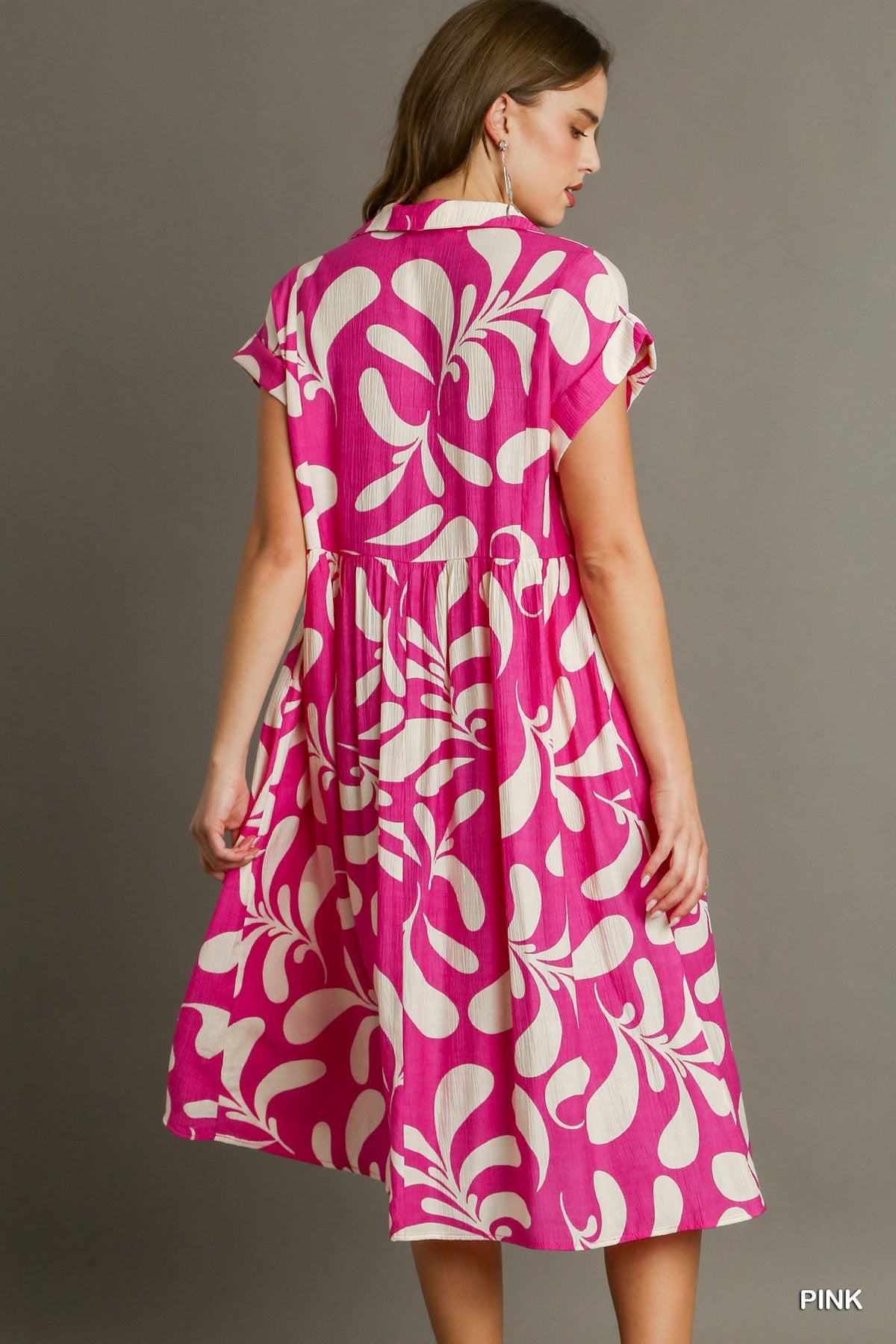 Ellis Pink Floral Midi Dress - KC Outfitter
