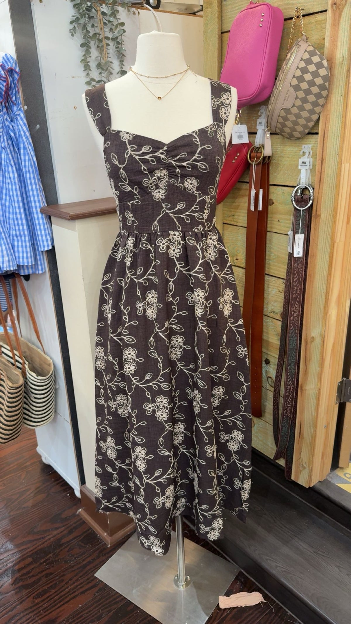Brown Embroidered Dress