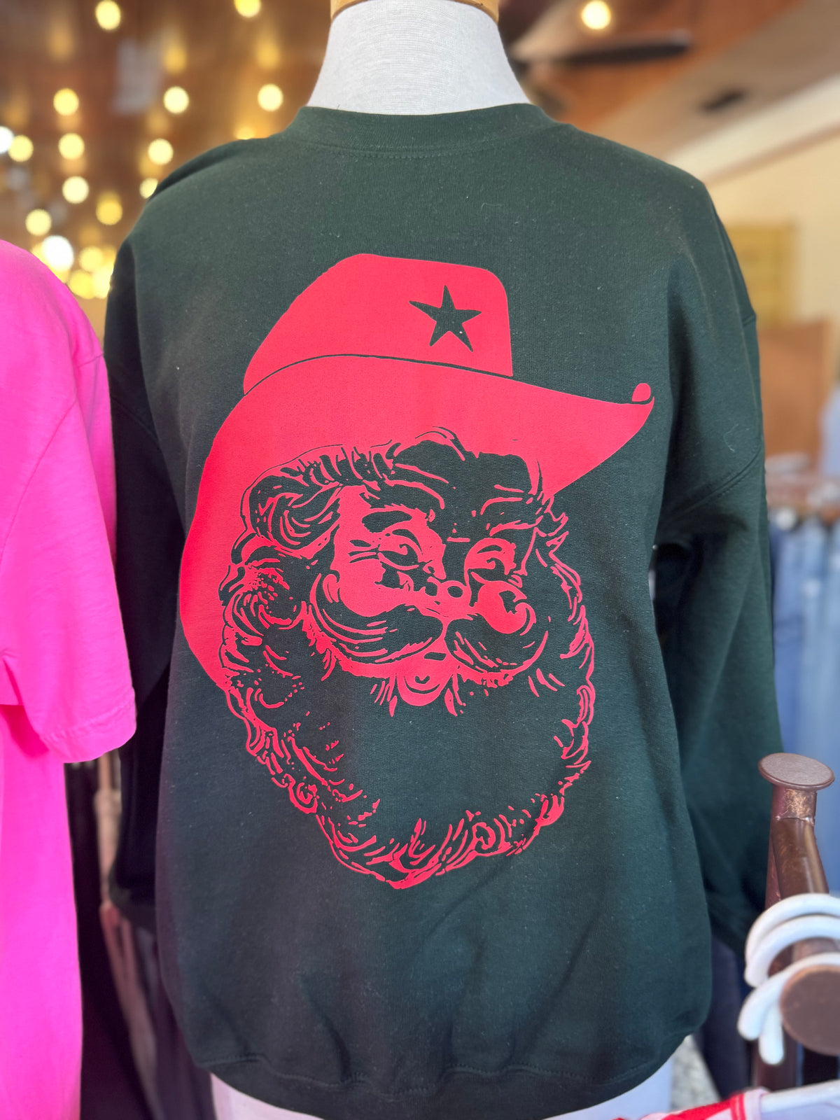 Cowboy Santa Green Sweatshirt