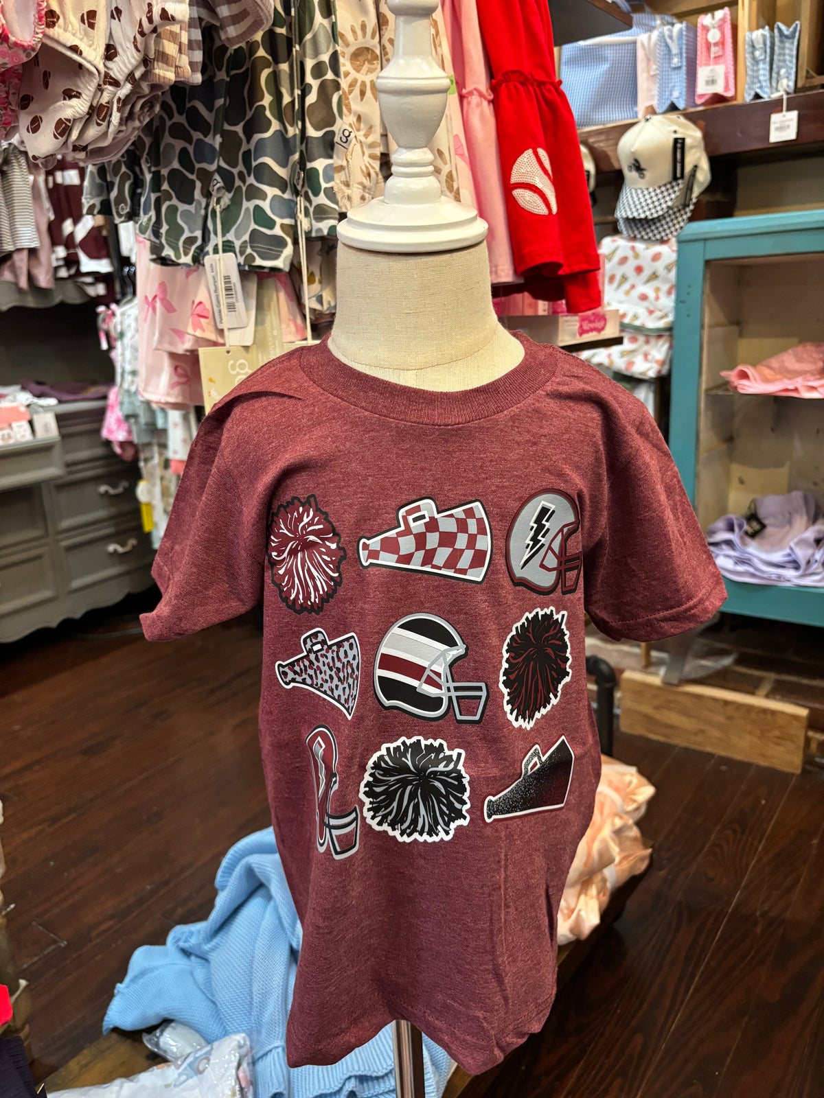 Maroon Football Icons Youth Tshirt