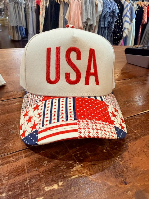Embroidered Hat - USA Patriotic Brim/red - KC Outfitter