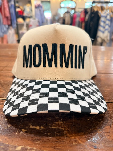 Embroidered Hat - Mommin, Checkered