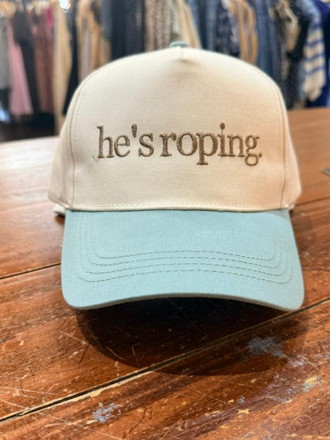 Embroidered Hats - he's roping
