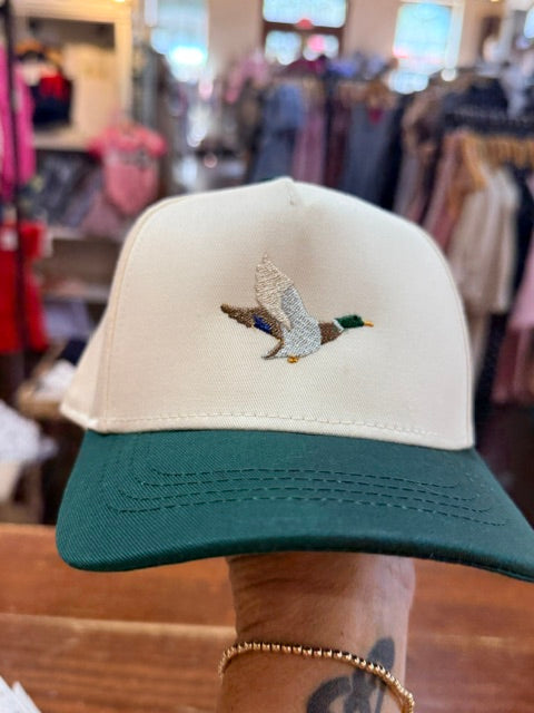 Kids Embroidered Hats-green mallard