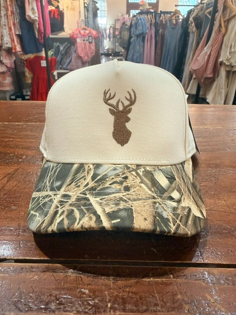 Kids Embroidered Hats-camo deer