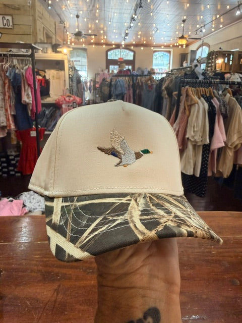 Kids Embroidered Hats-camo mallard