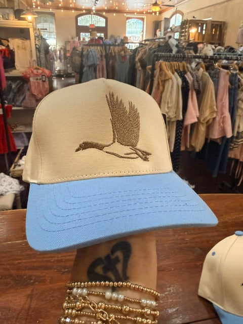 Kids Embroidered Hats-flying duck