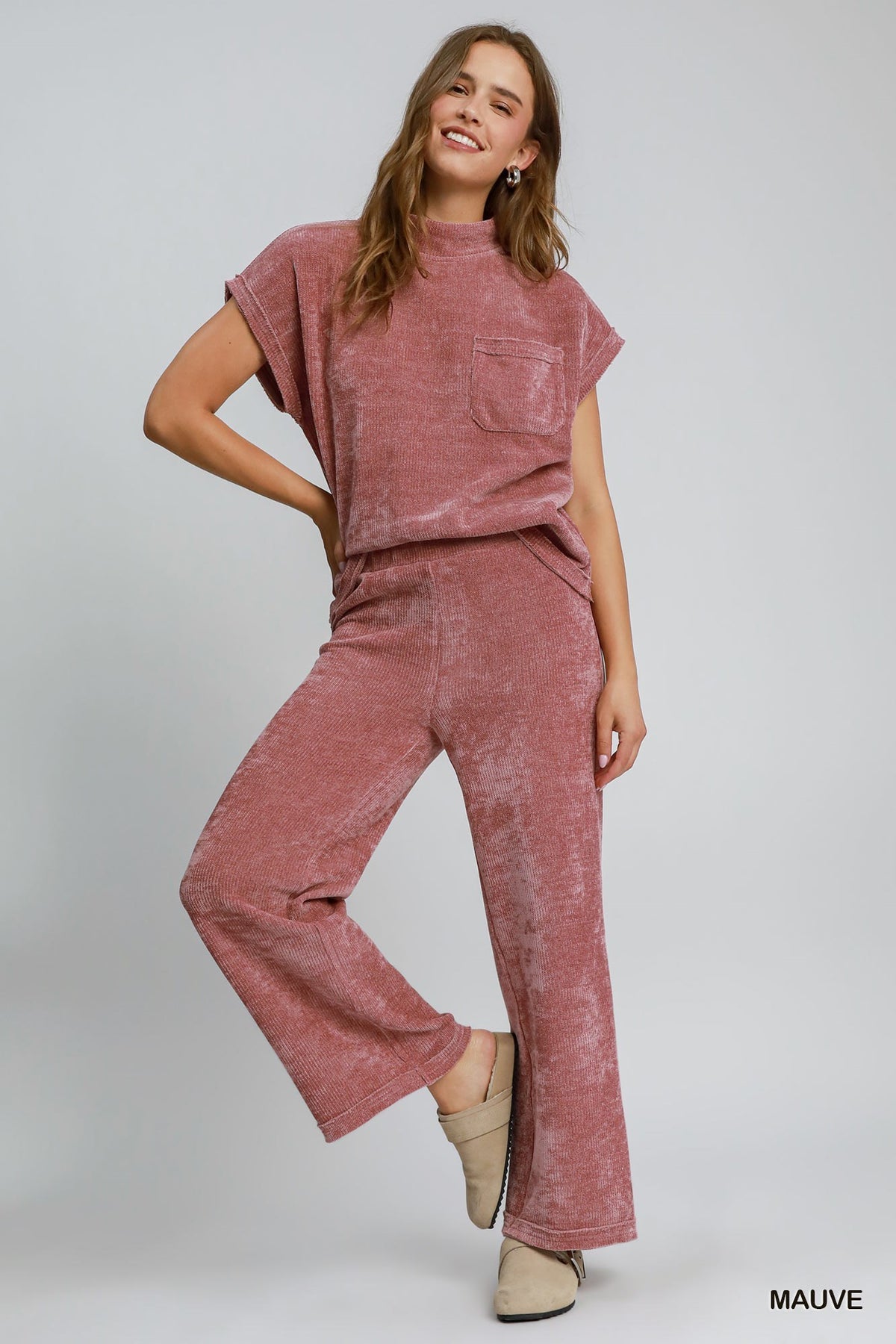 Mauve Straight Leg Pants