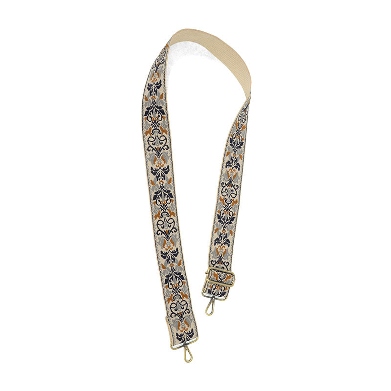 Navy Floral Filigree Guitar Strap