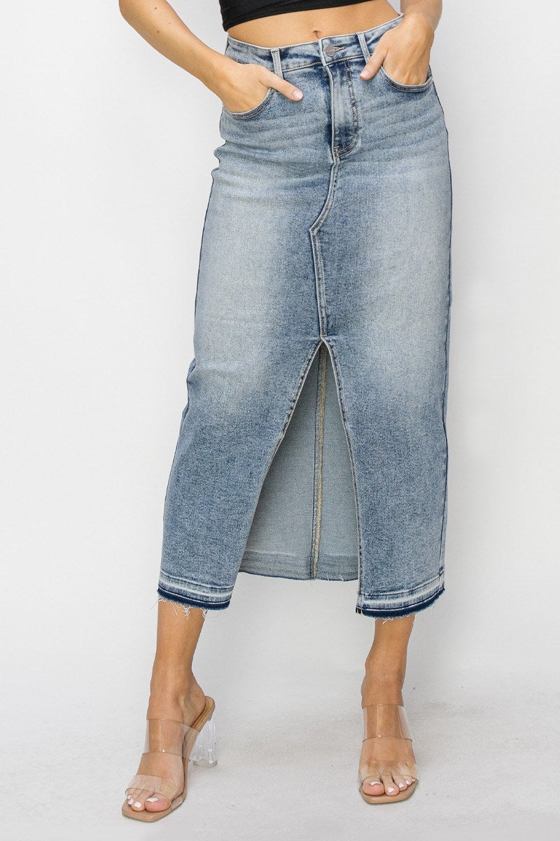 High Rise Denim Skirt - KC Outfitter