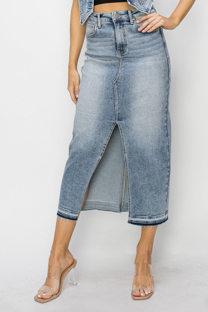High Rise Denim Skirt - KC Outfitter