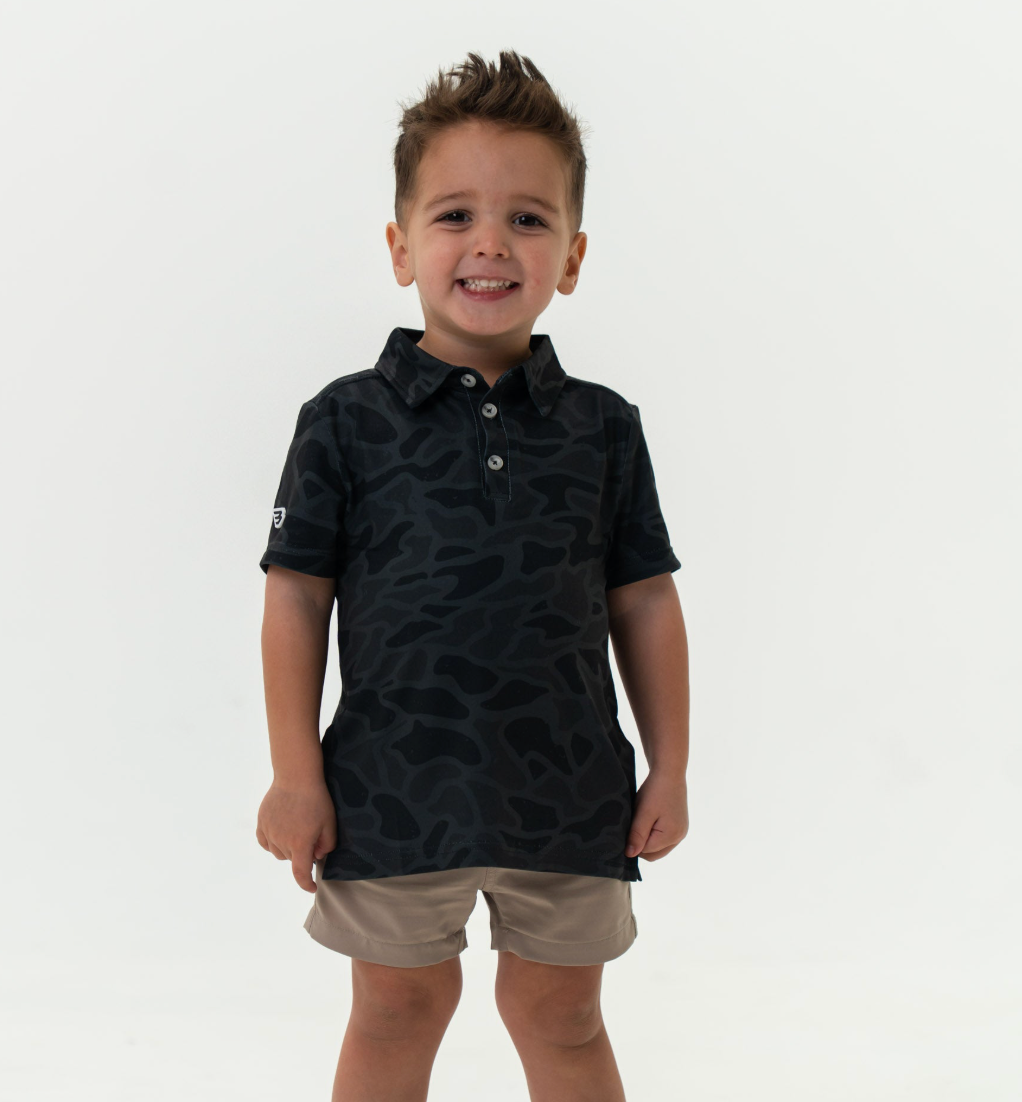 Burlebo - Youth Black Camo Polo - KC Outfitter