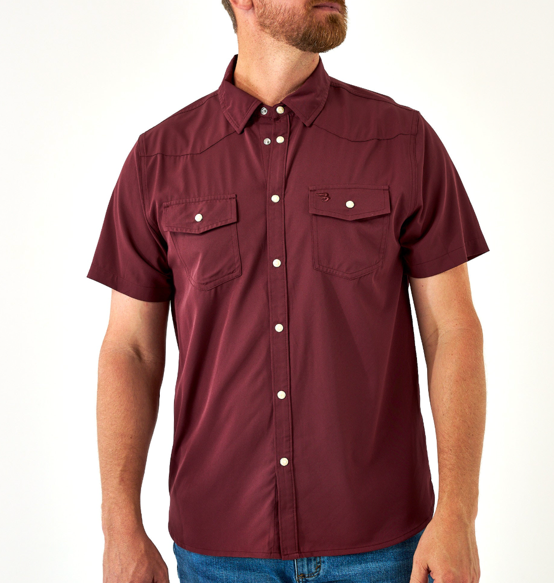 Burlebo - Performance Western Shirt , Maroon - KC Outfitter
