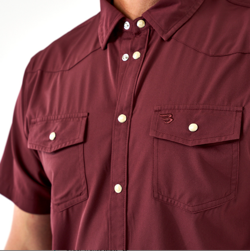 Burlebo - Performance Western Shirt , Maroon - KC Outfitter