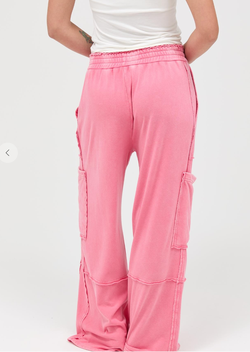 Pink Wide Leg Cargo Pants - KC Outfitter