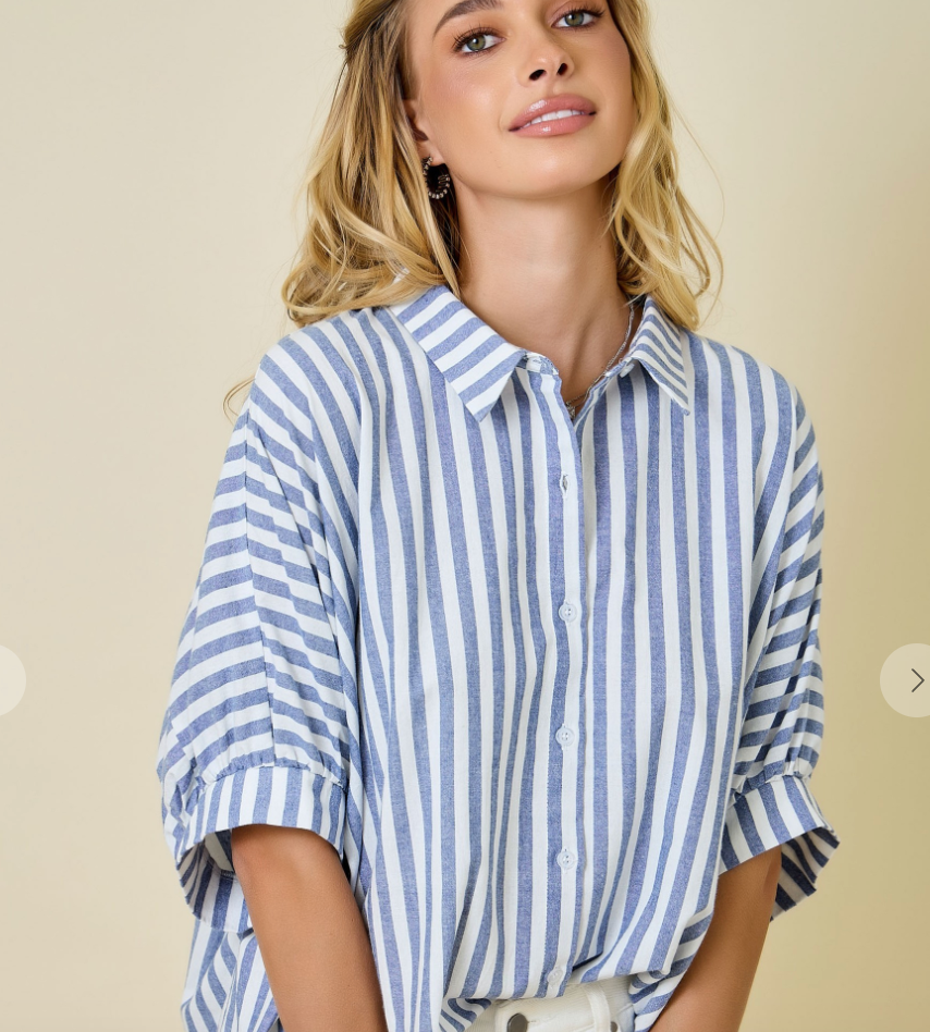 Briley Blue and White Striped Top - KC Outfitter
